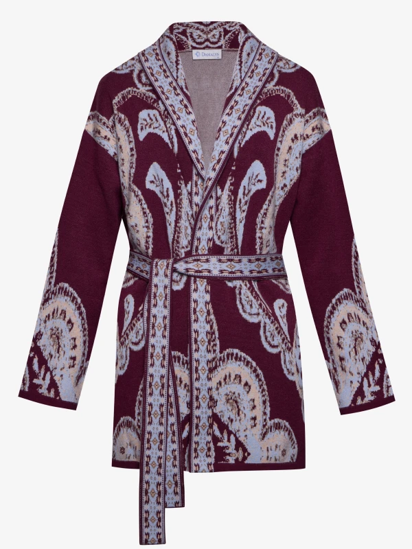 Alvino Cardigan Paisley Claret Red