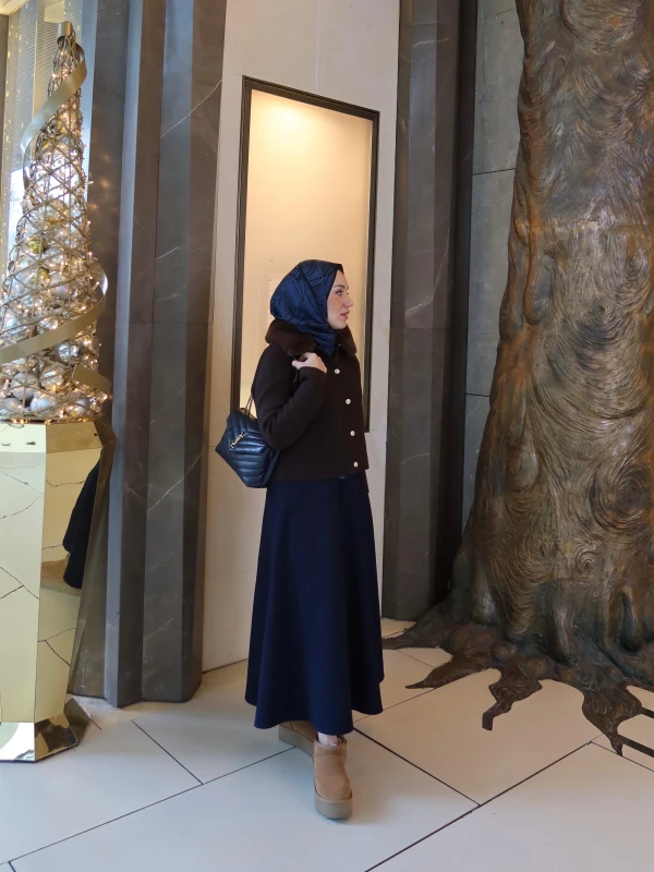 Verda Cashmere Skirt Navy Blue